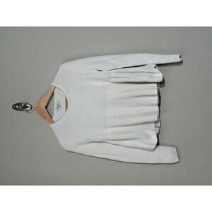 Madewell M Romantic Flare Peplum White Cotton Knit Sweater Spring Cottagecore